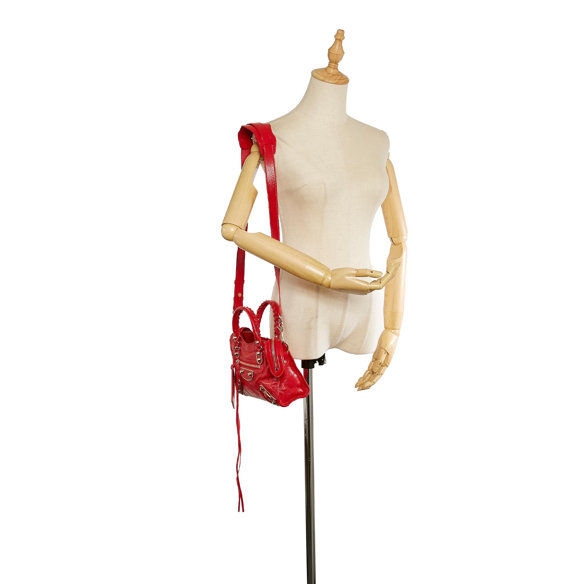 Balenciaga Motocross Classic Metallic Edge Mini City Satchel (SHG-26583)