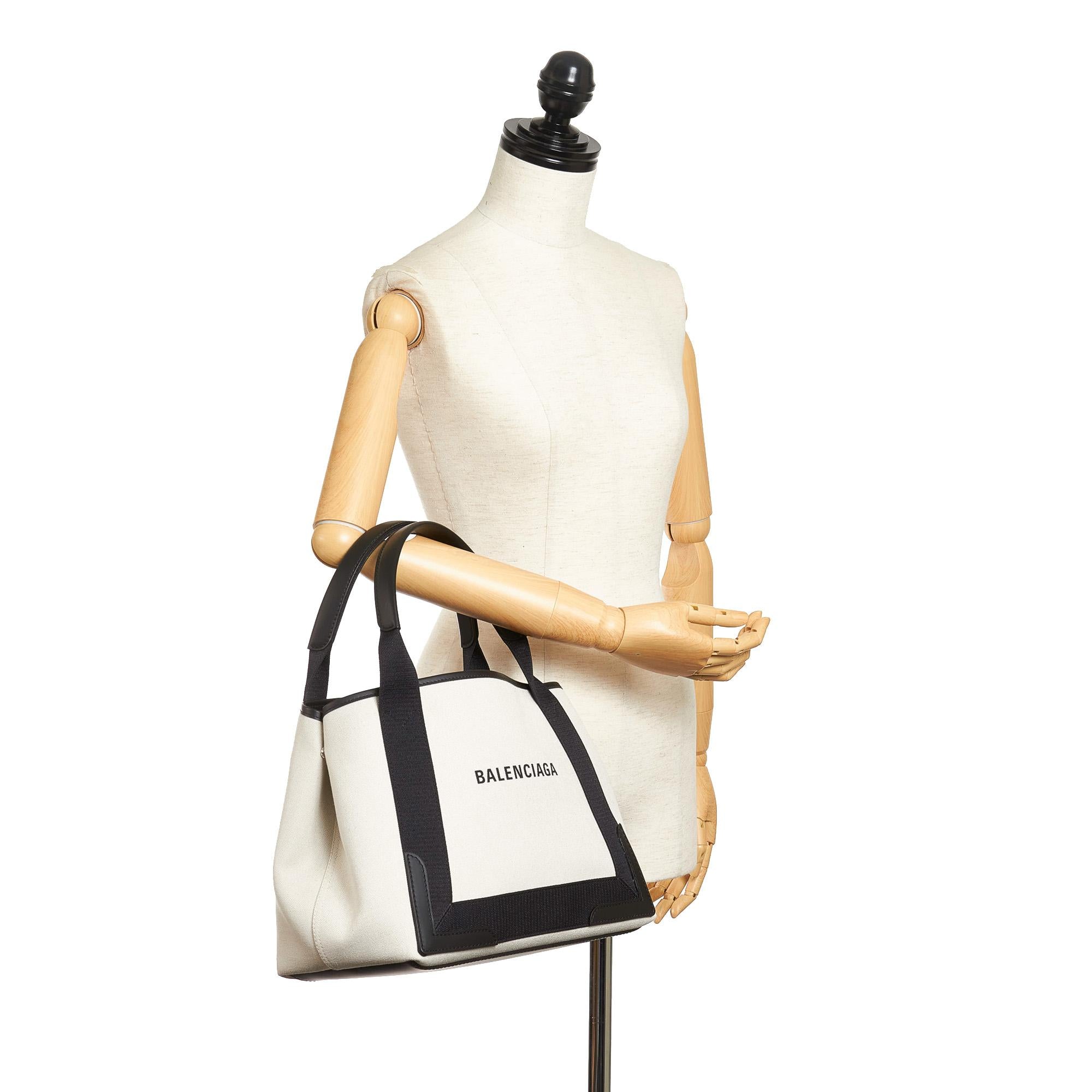 Balenciaga Navy Cabas S Canvas Tote Bag (SHG-32033)