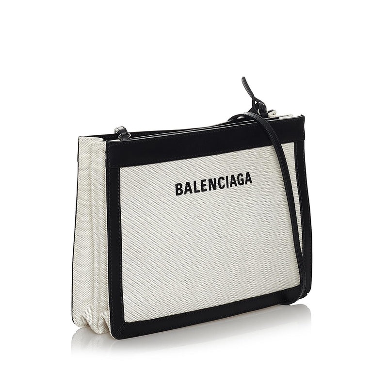 Balenciaga Navy Pochette S Canvas Crossbody Bag (SHG-29713)