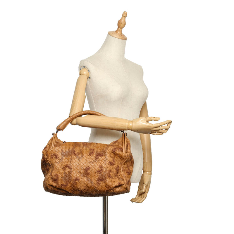 Bottega Veneta Embroidered Intrecciato Leather Handbag (SHG-23124)