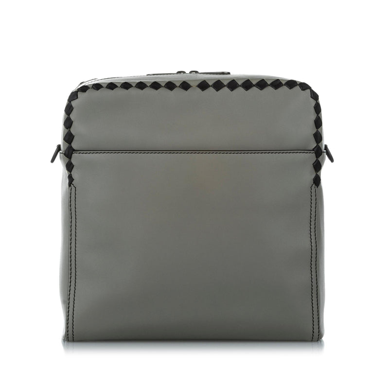 Bottega Veneta Intrecciato Checker Pilot Leather Crossbody Bag (SHG-24609)