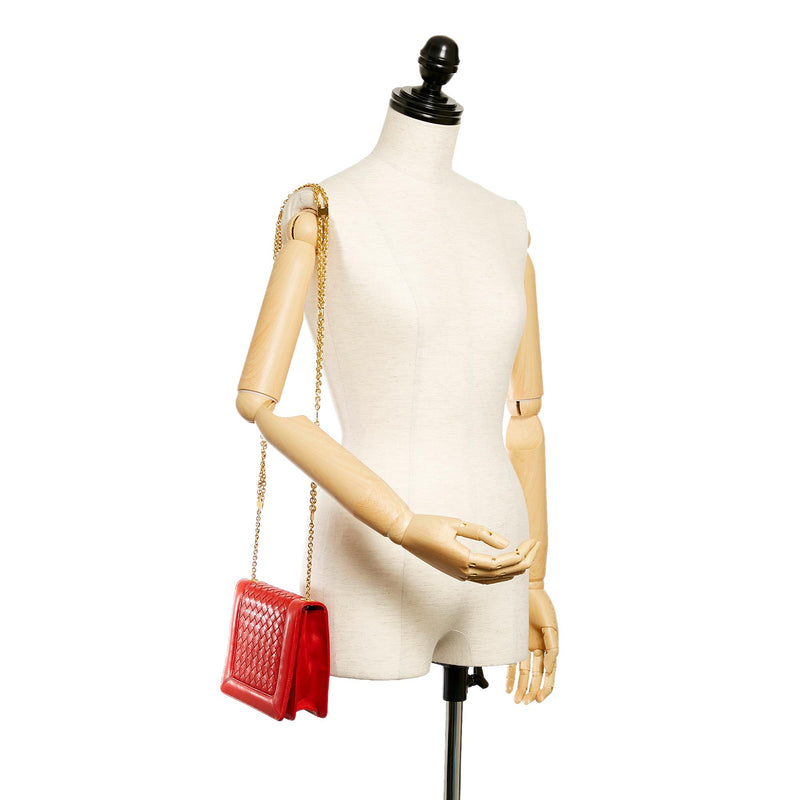 Bottega Veneta Intrecciato Leather Chain Crossbody Bag (SHG-27402)