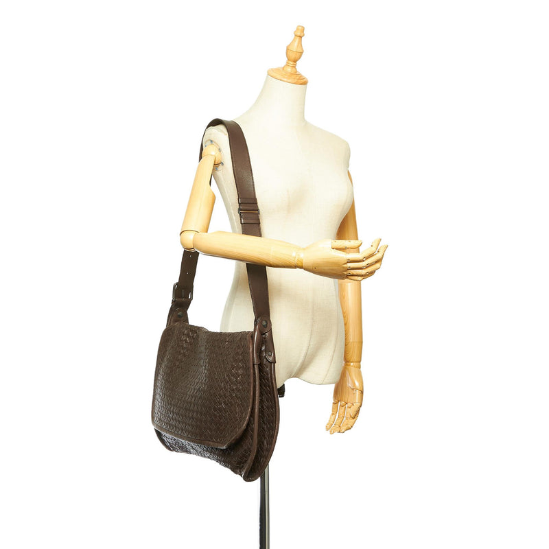 Bottega Veneta Intrecciato Leather Crossbody Bag (SHG-19828)