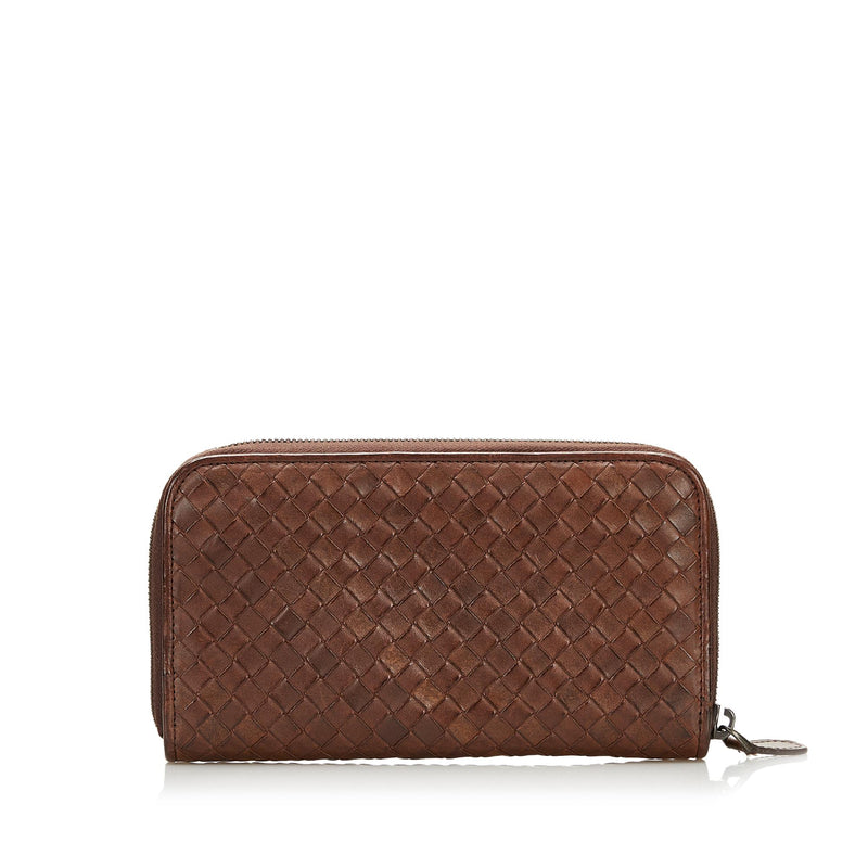 Bottega Veneta Intrecciato Leather Zip Around Wallet (SHG-35750)