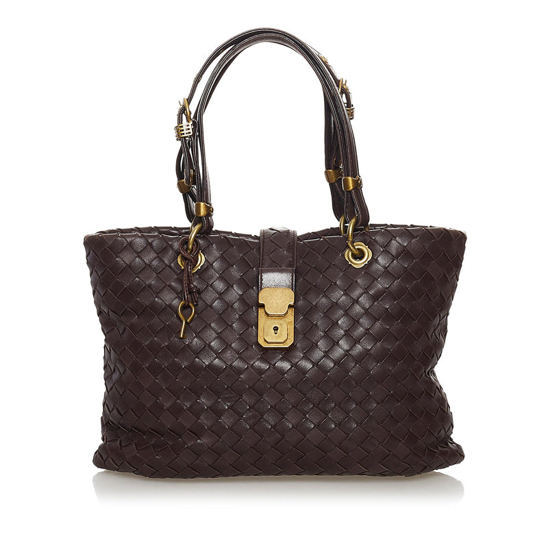 Bottega Veneta Intrecciato Roma Leather Handbag (SHG-32394)