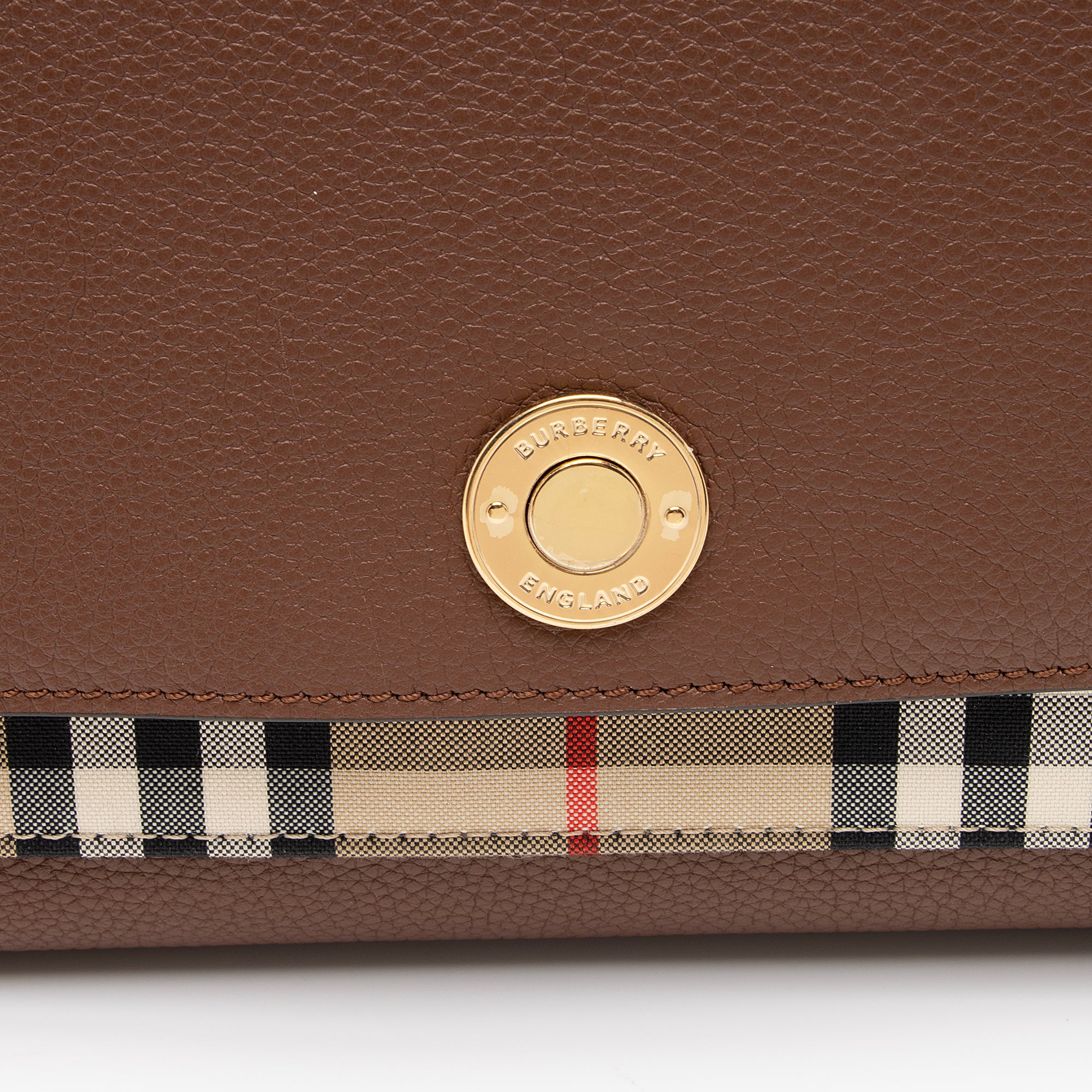 Burberry Calfskin Vintage Check Note Bag (SHF-vpM9p4)
