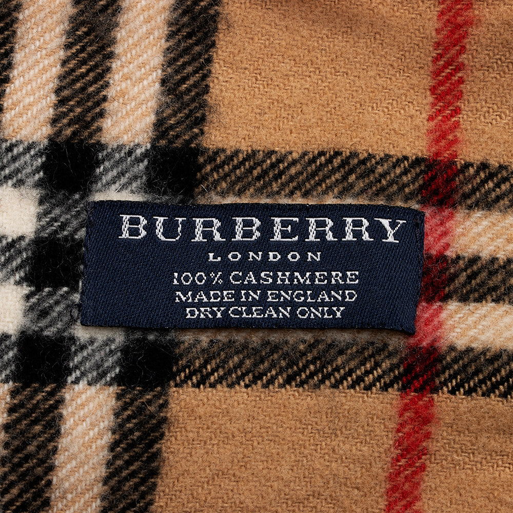 Burberry Cashmere Happy Plaid Fringe Scarf (SHF-20648)