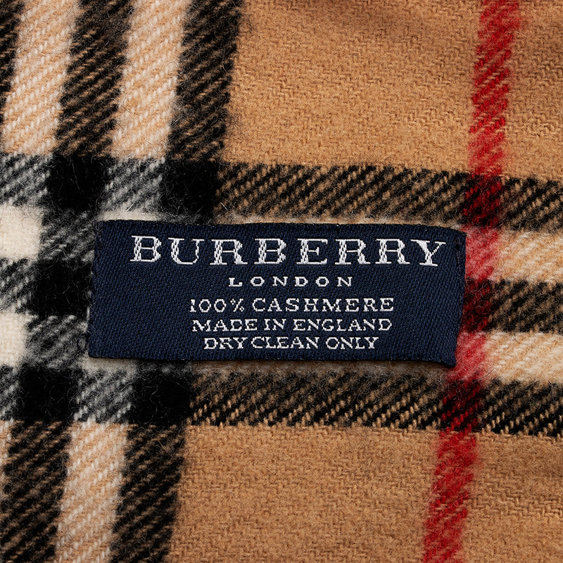 Burberry Cashmere Happy Plaid Fringe Scarf (SHF-20648) – LuxeDH