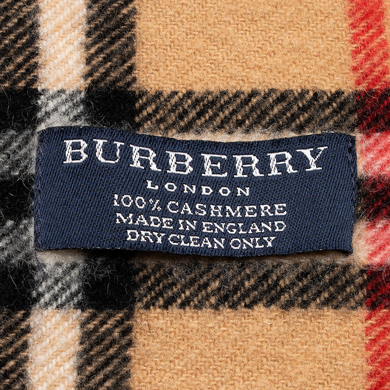 Burberry Cashmere Happy Plaid Fringe Scarf (SHF-20680)