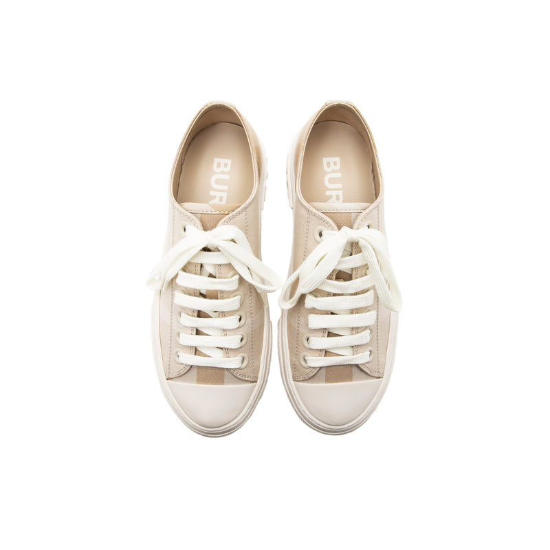 Burberry Cotton Soft Fawn Check Sneakers - Size 6.5 / 36.5 (SHF-22326)