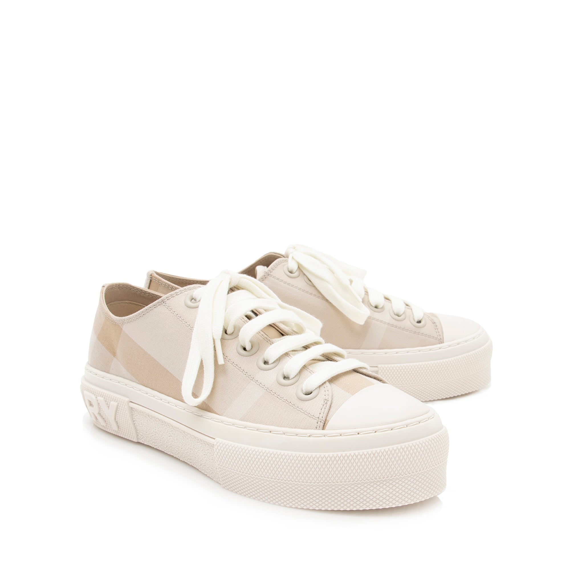 Burberry Cotton Soft Fawn Check Sneakers - Size 6.5 / 36.5 (SHF-22326)