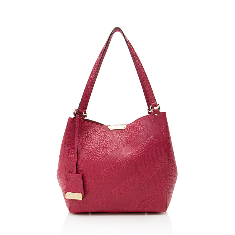 Burberry London Leather Small Canterbury Tote - Red Shoulder Bags