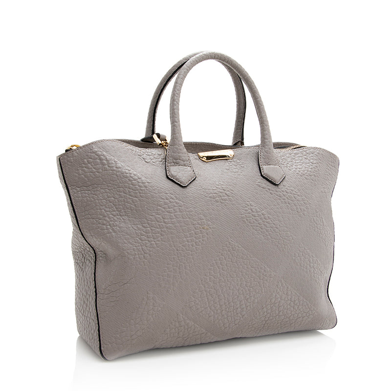 Burberry Embossed Check Leather Dewsbury Tote (SHF-19269)