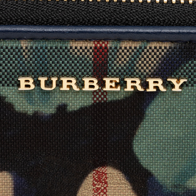 Burberry Haymarket Check Floral Zip Around Wallet (SHF-21970)