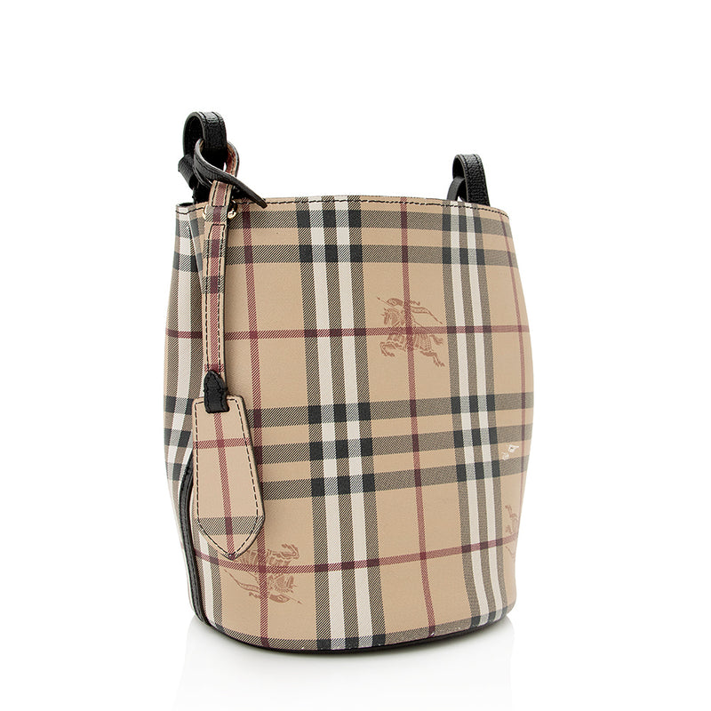 Burberry Haymarket Check Lorne Bucket Bag (SHF-21948)
