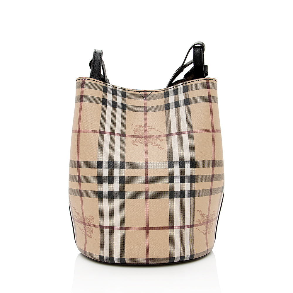 Burberry Haymarket Check Lorne Small Bucket Bag (SHF-18602)