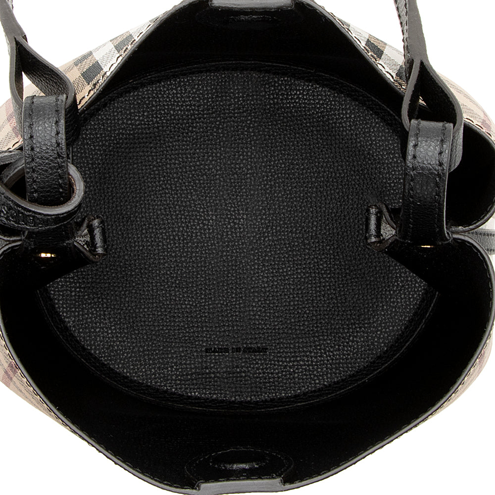 Burberry Haymarket Check Lorne Small Bucket Bag (SHF-18602)