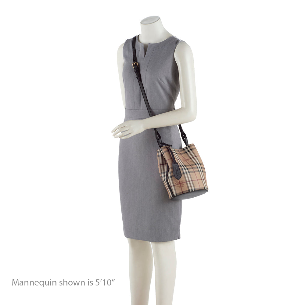 Burberry Haymarket Check Lorne Small Bucket Bag (SHF-18602)