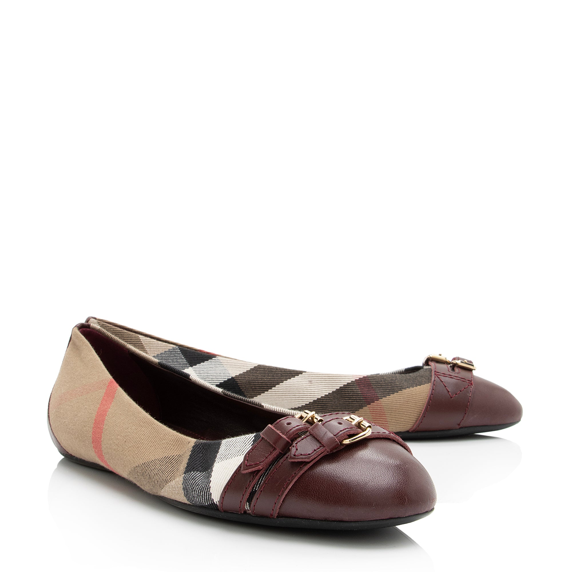 Burberry House Check Bridle Avonwick Ballerina Flats - Size 8.5 / 38.5 (SHF-23128)