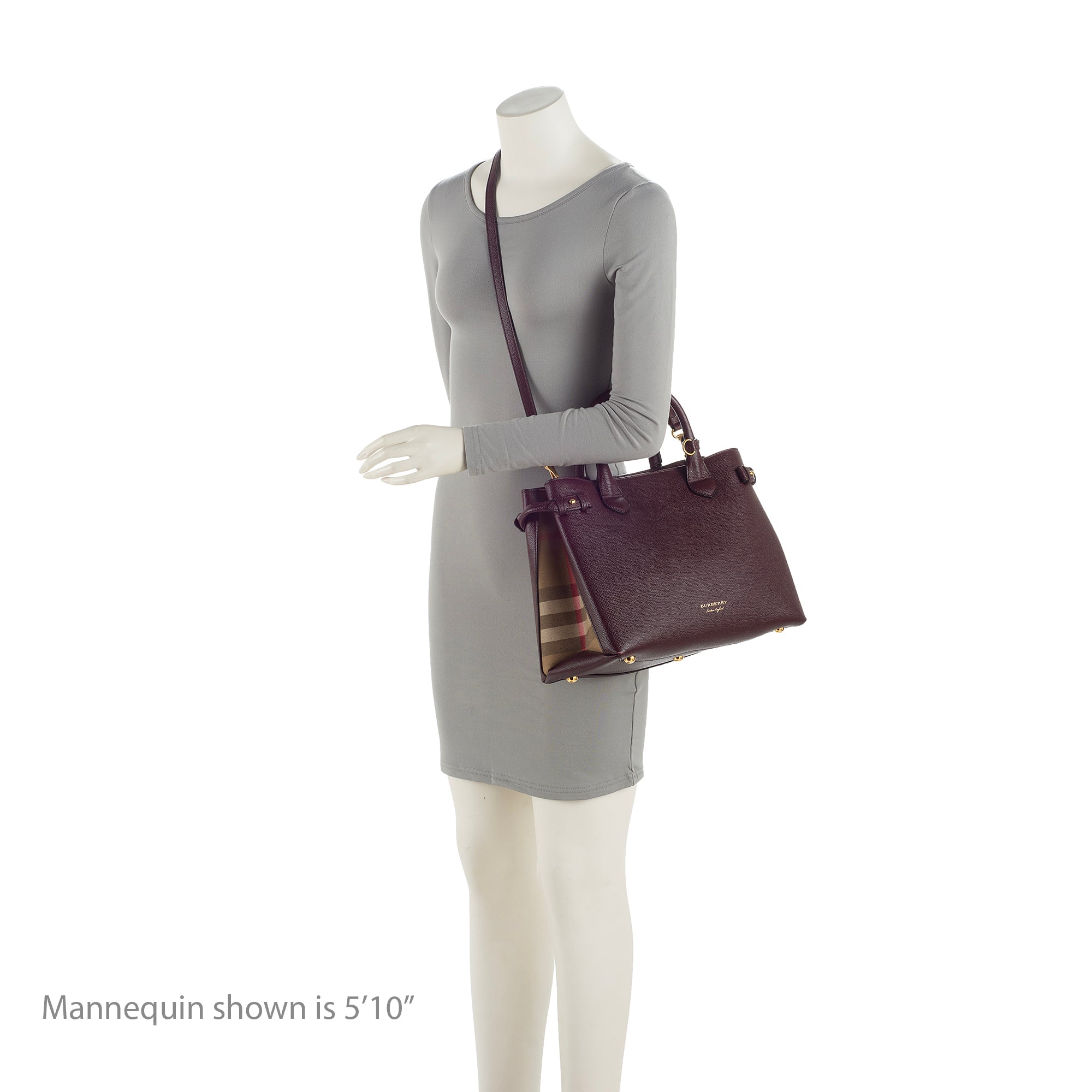 Burberry House Check Leather Banner Medium Tote (SHF-23800)