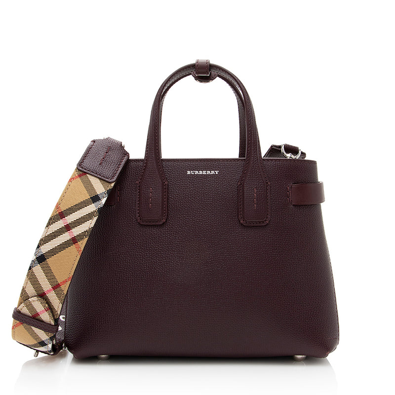 Burberry House Check Leather Banner Small Tote (SHF-19217)