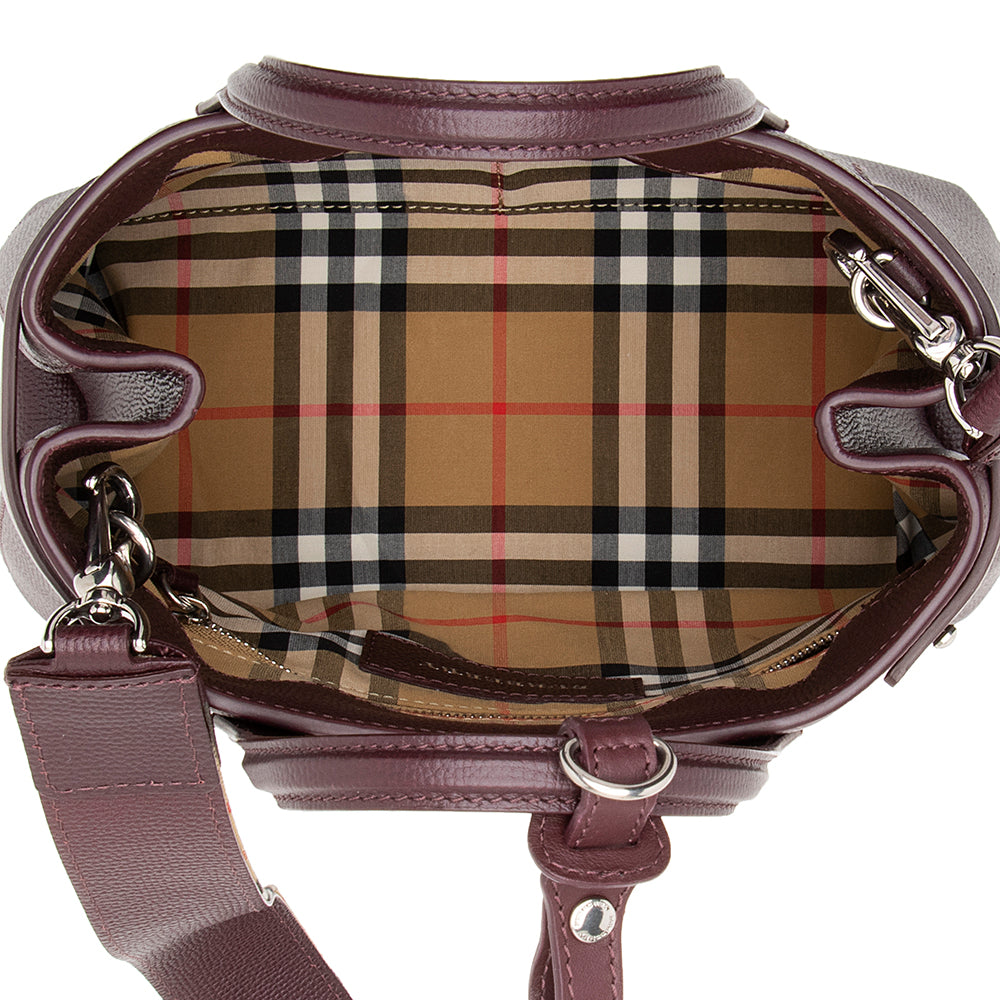 Burberry House Check Leather Banner Small Tote (SHF-19217)