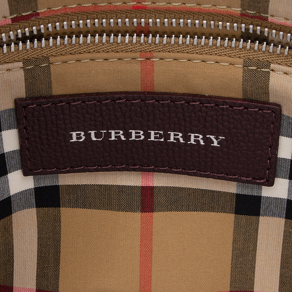 Burberry House Check Leather Banner Small Tote (SHF-19217)