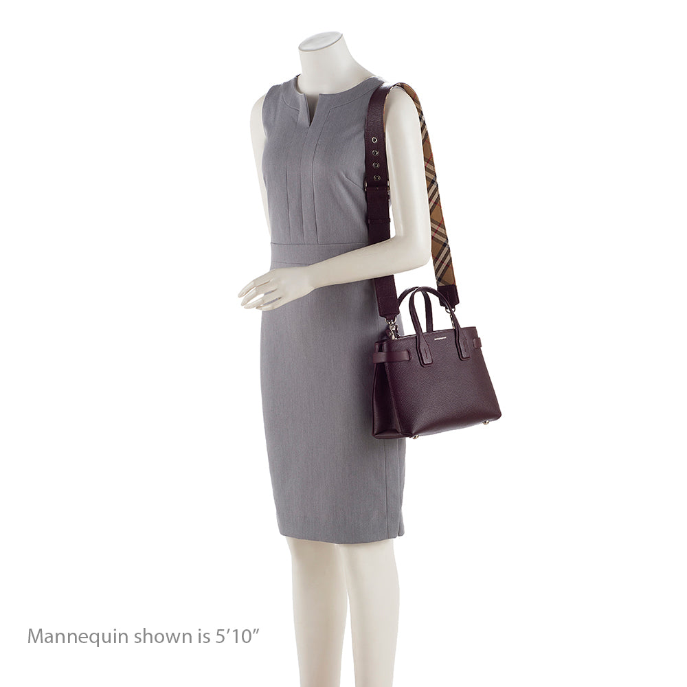 Burberry House Check Leather Banner Small Tote (SHF-19217)