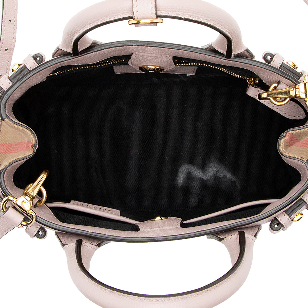 Burberry House Check Leather Banner Small Tote (SHF-19183)