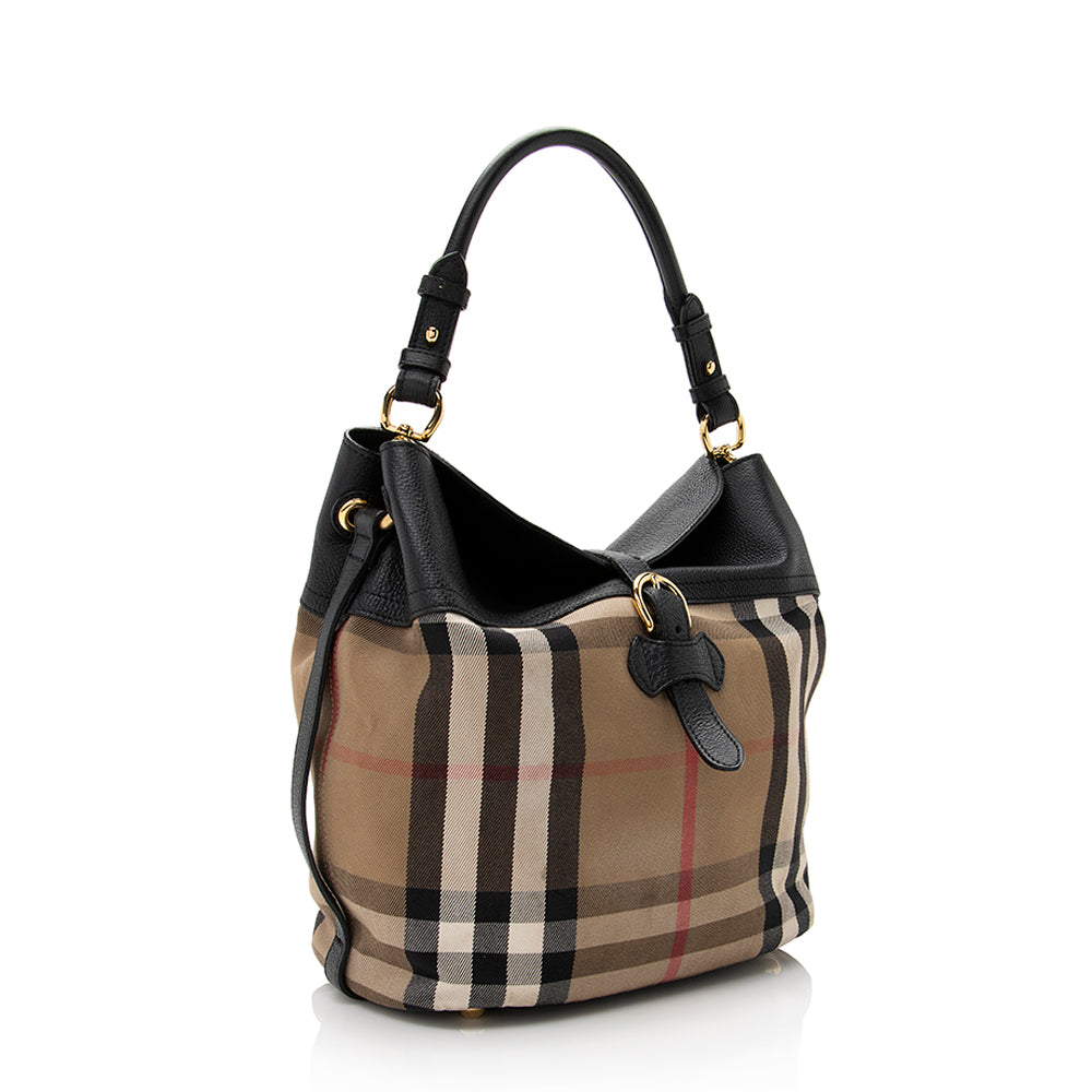 Burberry House Check Sycamore Medium Hobo (SHF-22098)