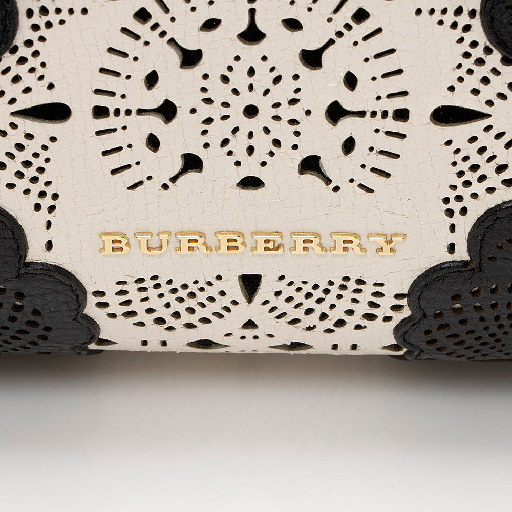 Burberry Laser Cut Leather Banner Medium Tote (SHF-22096)