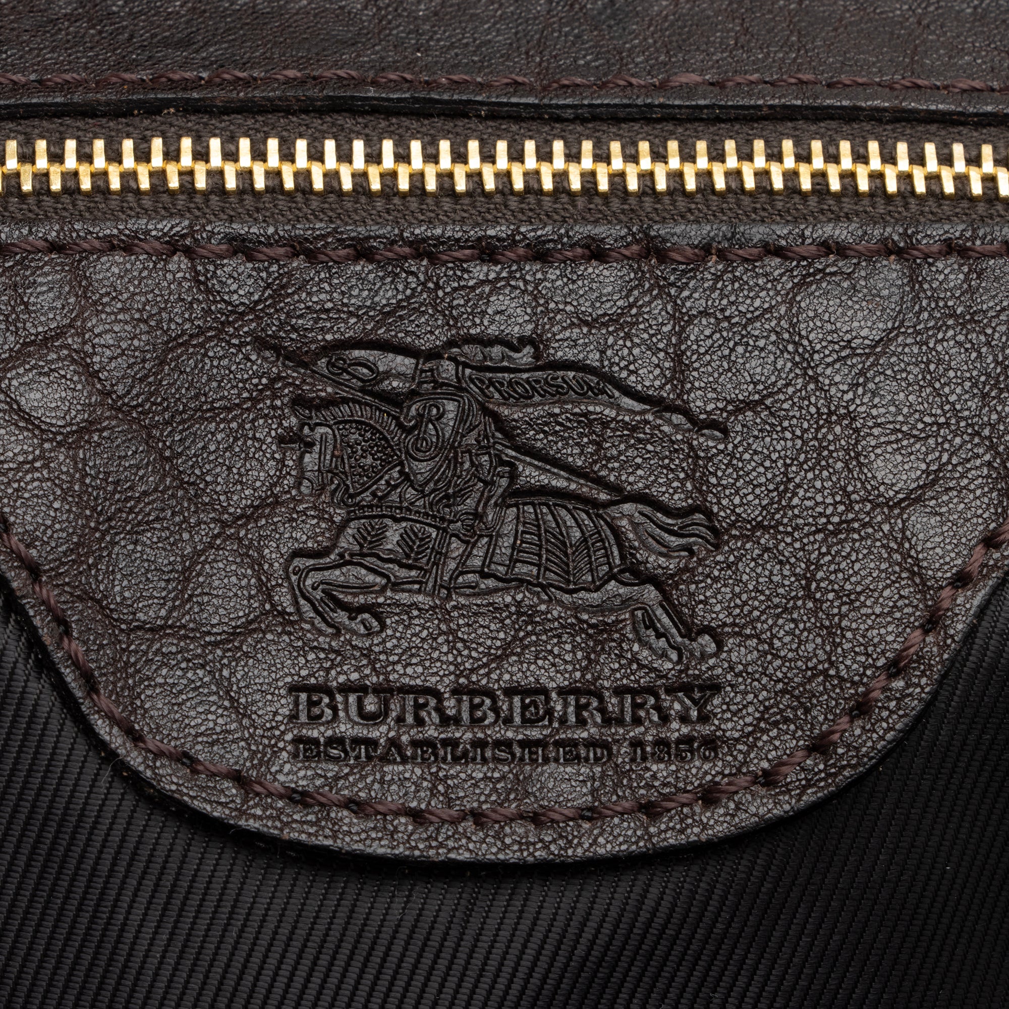 Burberry Leather Ashbury Double Zip Large Bowling Bag (SHF-23880)