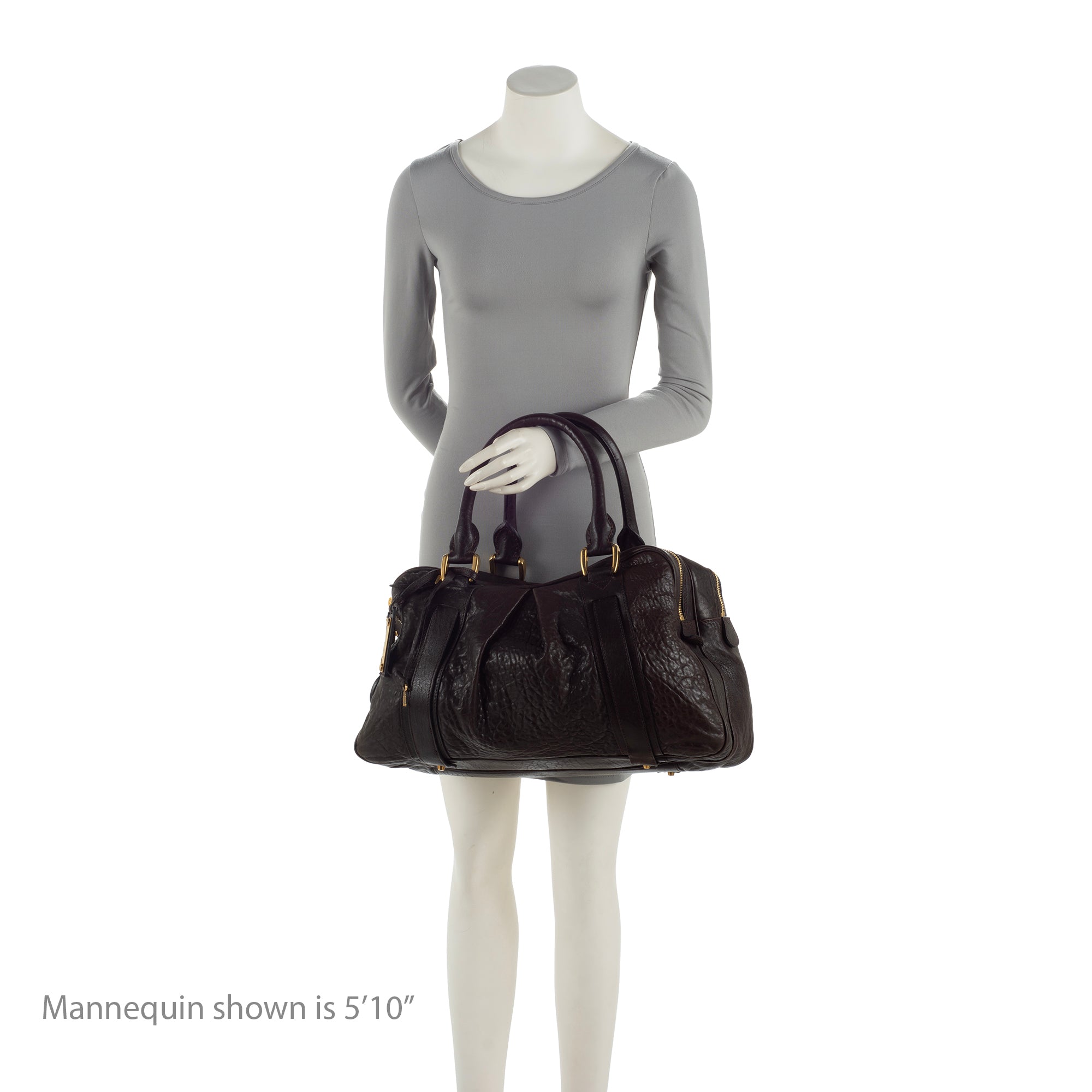 Burberry Leather Ashbury Double Zip Large Bowling Bag (SHF-23880)