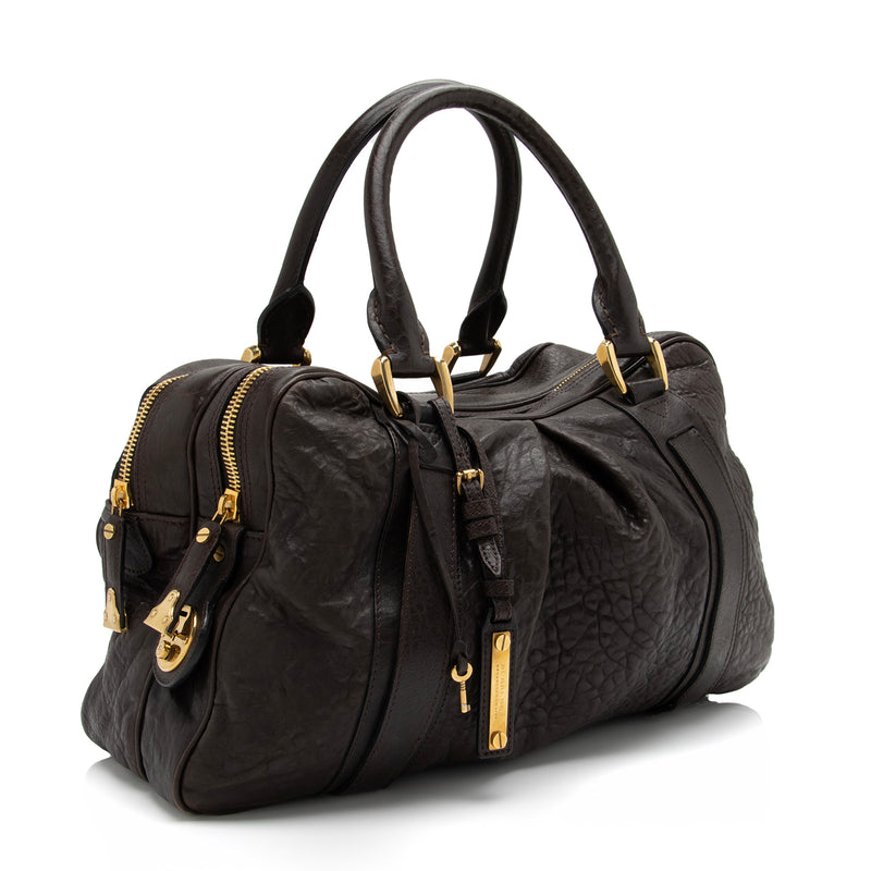 Burberry Leather Ashbury Double Zip Large Bowling Bag (SHF-23880)