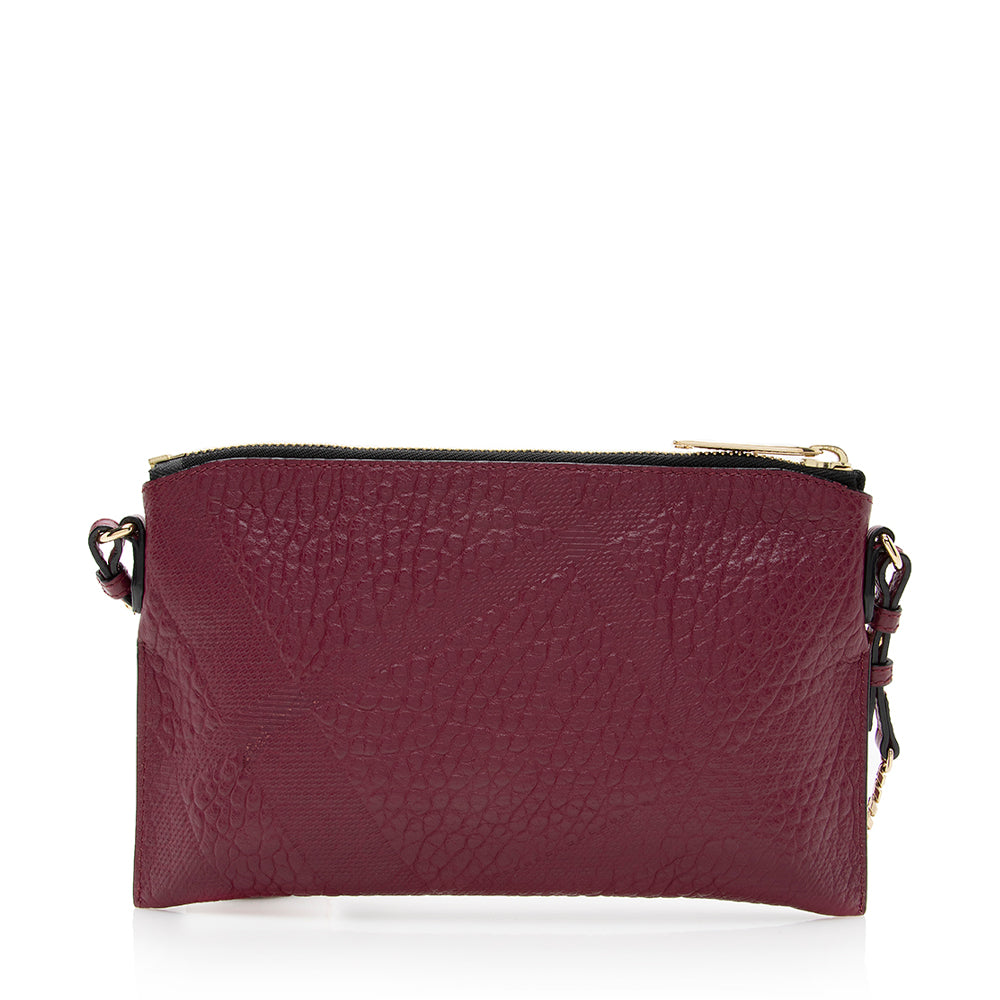 Burberry Leather Embossed Check Peyton Crossbody Bag (SHF-19230)