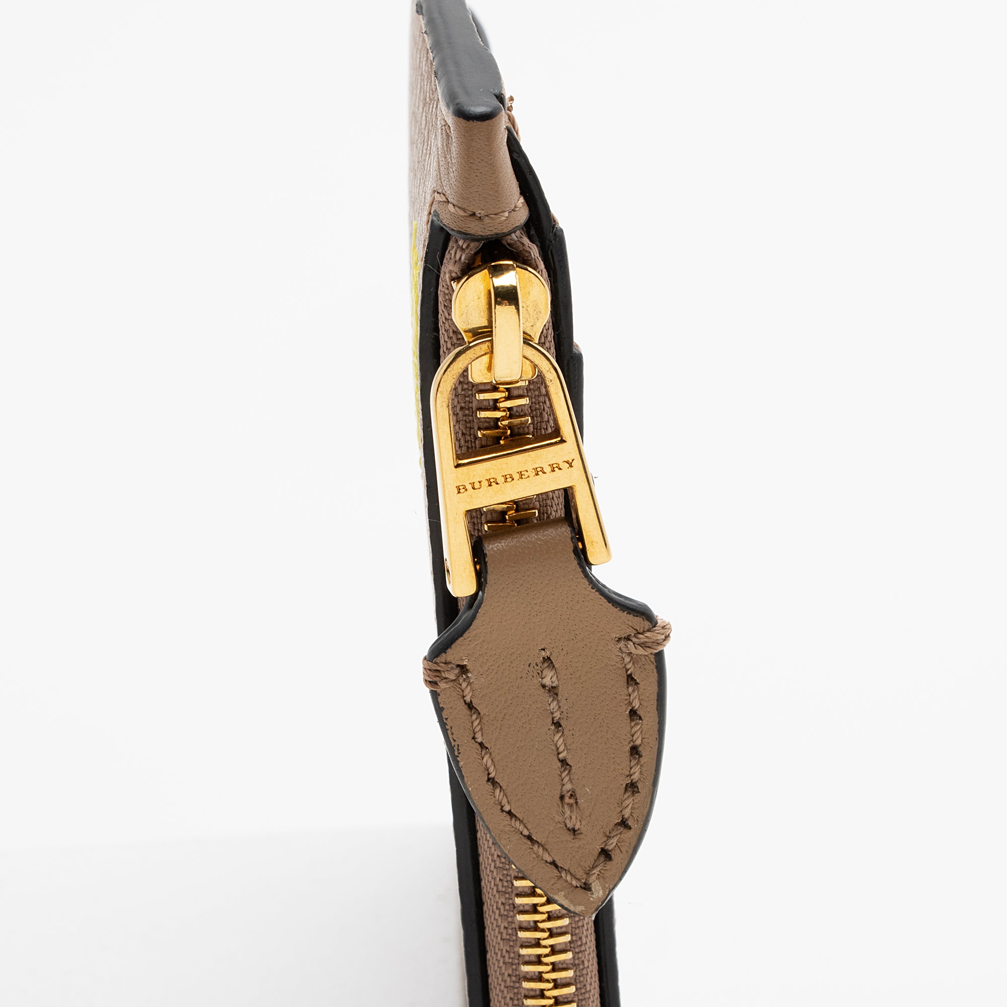 Burberry Leather Equestrian Knight Zip Card Case (SHF-22444)