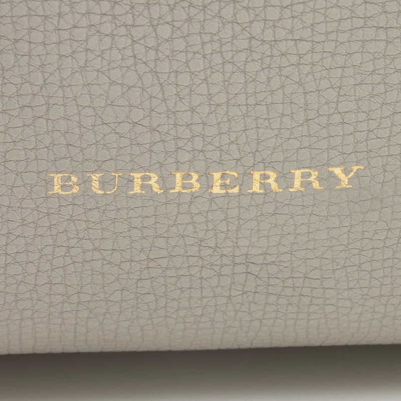 NWT Burberry House Check Derby Leather Small Canterbury Tote Handbag Berry  Pink