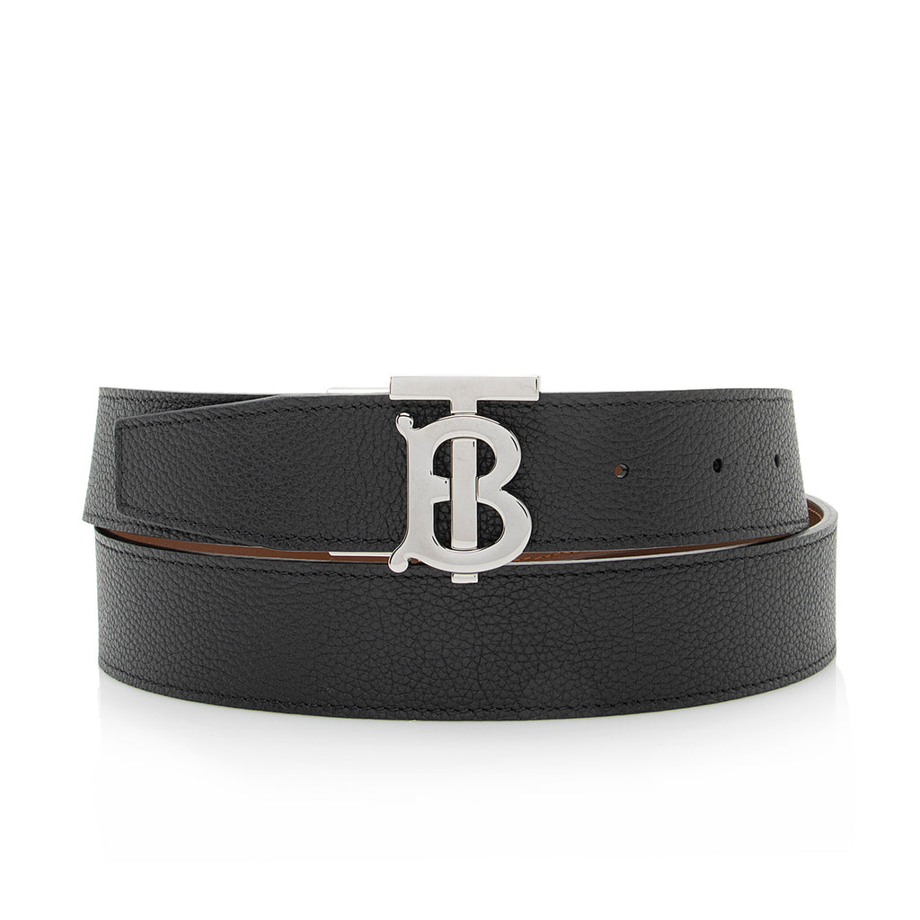 Burberry Monogram-Motif Leather-Trim Canvas Belt