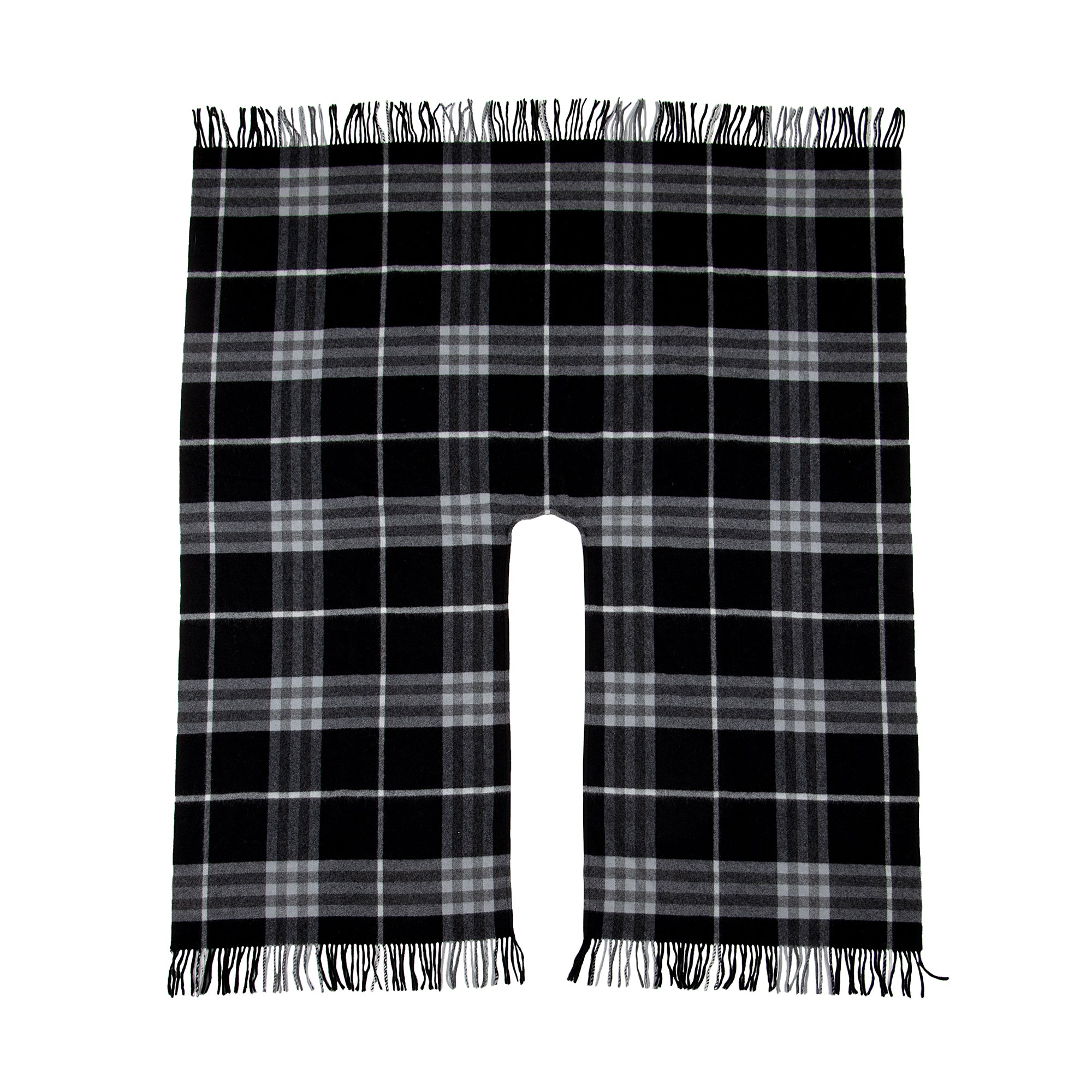 Burberry Mega Charcoal Check Merino Wool Cashmere Cape (SHF-22875)