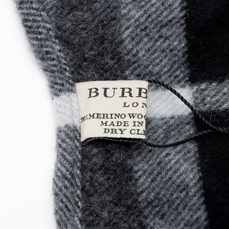 Burberry Mega Charcoal Check Merino Wool Cashmere Cape (SHF-22875)