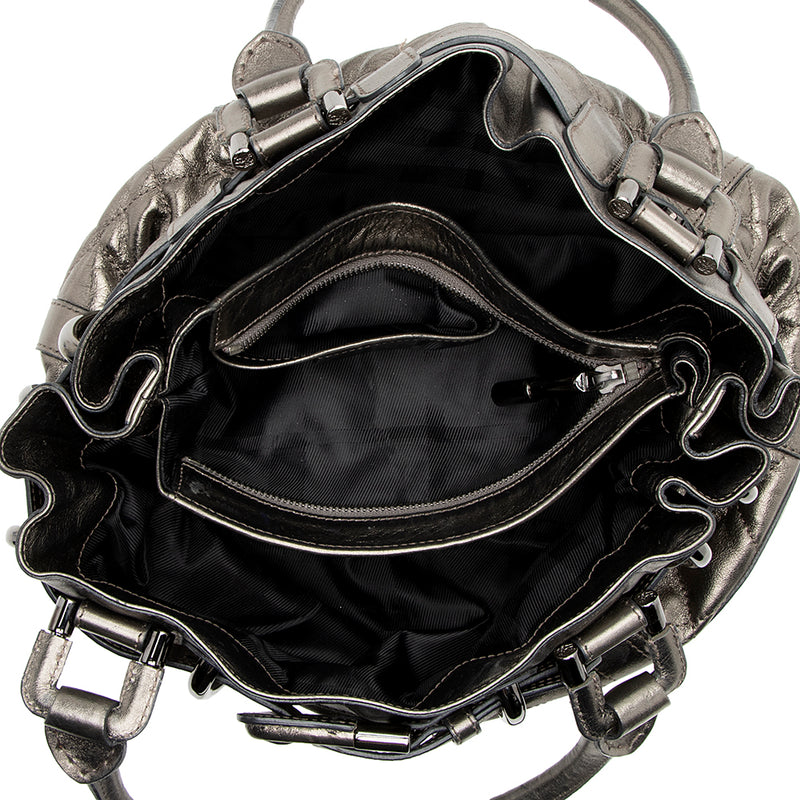 Burberry Metallic Leather Baby Beaton Satchel (SHF-14818)