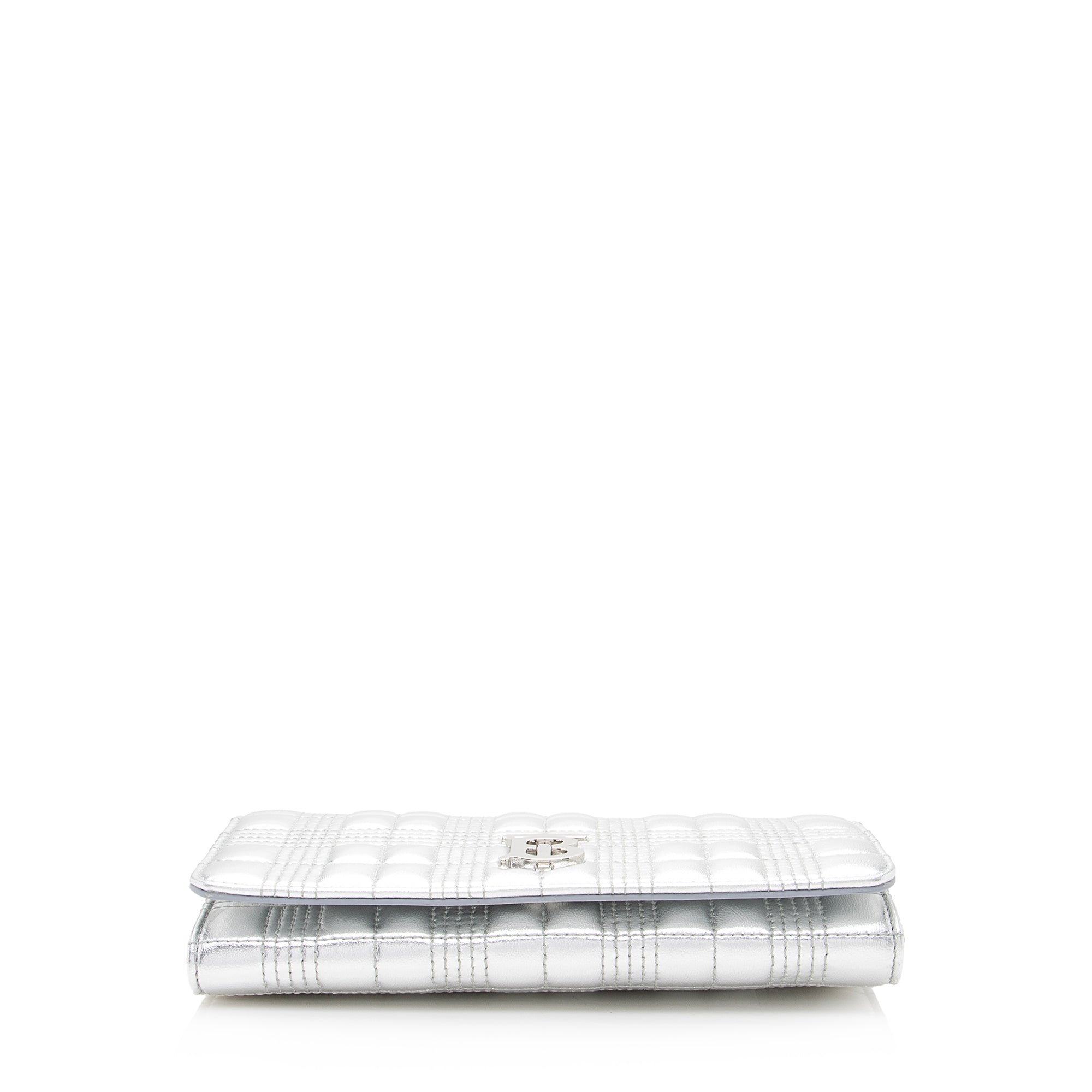 Burberry Metallic Quilted Lambskin TB Lola Wallet on Chain (SHF-22393)