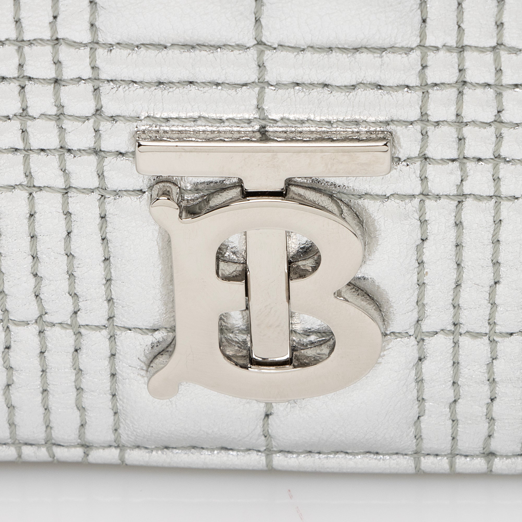 Burberry Metallic Quilted Lambskin TB Lola Wallet on Chain (SHF-22393)