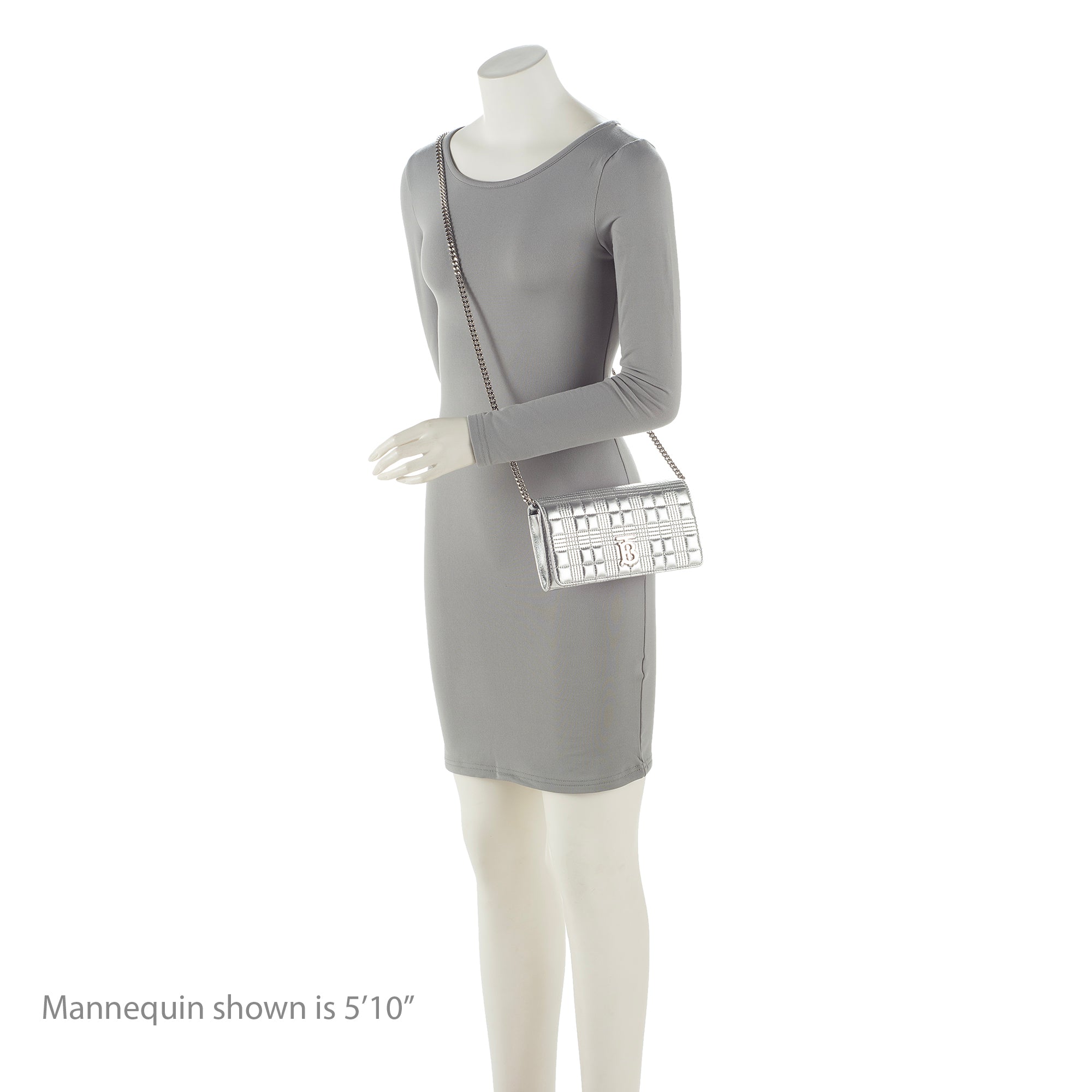 Burberry Metallic Quilted Lambskin TB Lola Wallet on Chain (SHF-22393)