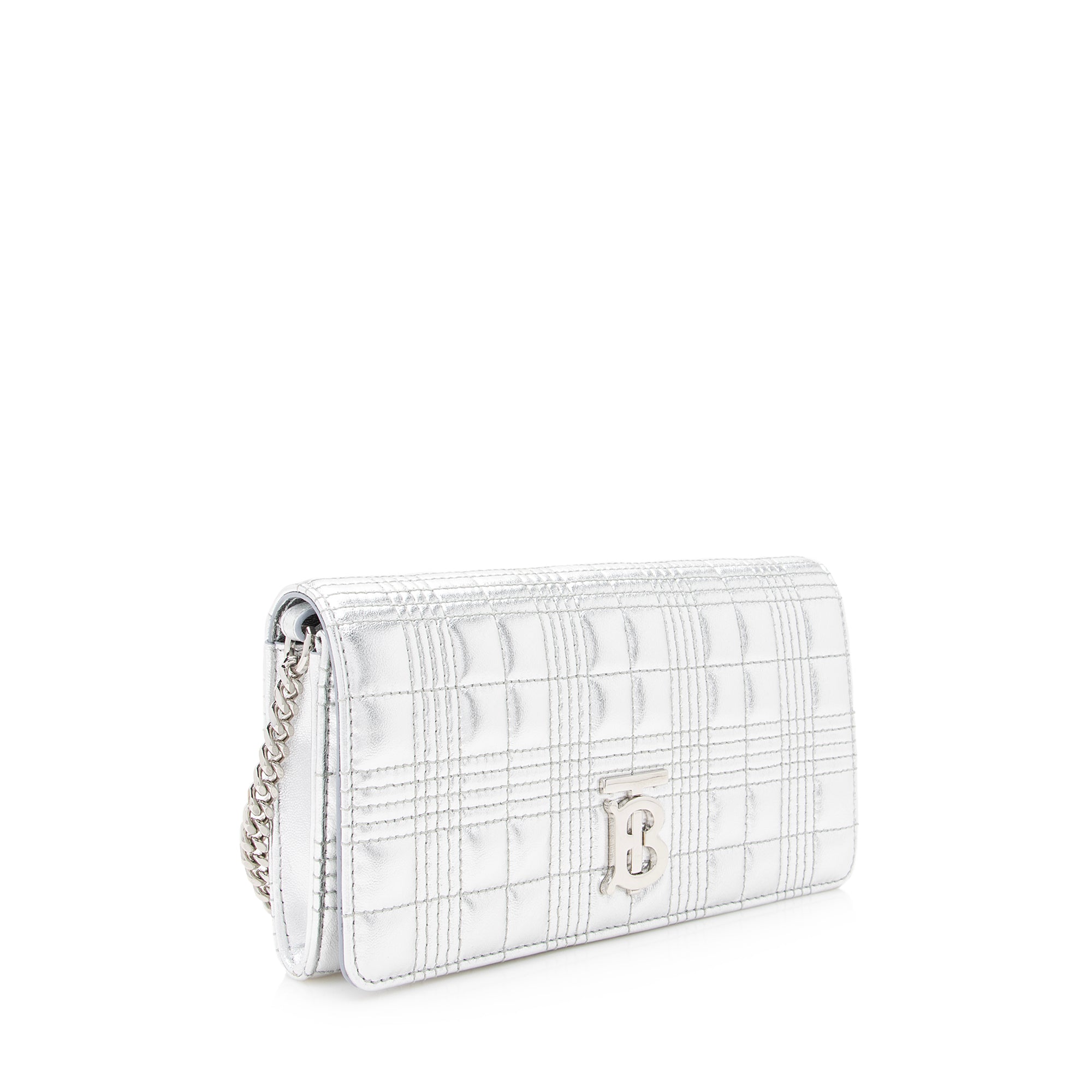 Burberry Metallic Quilted Lambskin TB Lola Wallet on Chain (SHF-22393)