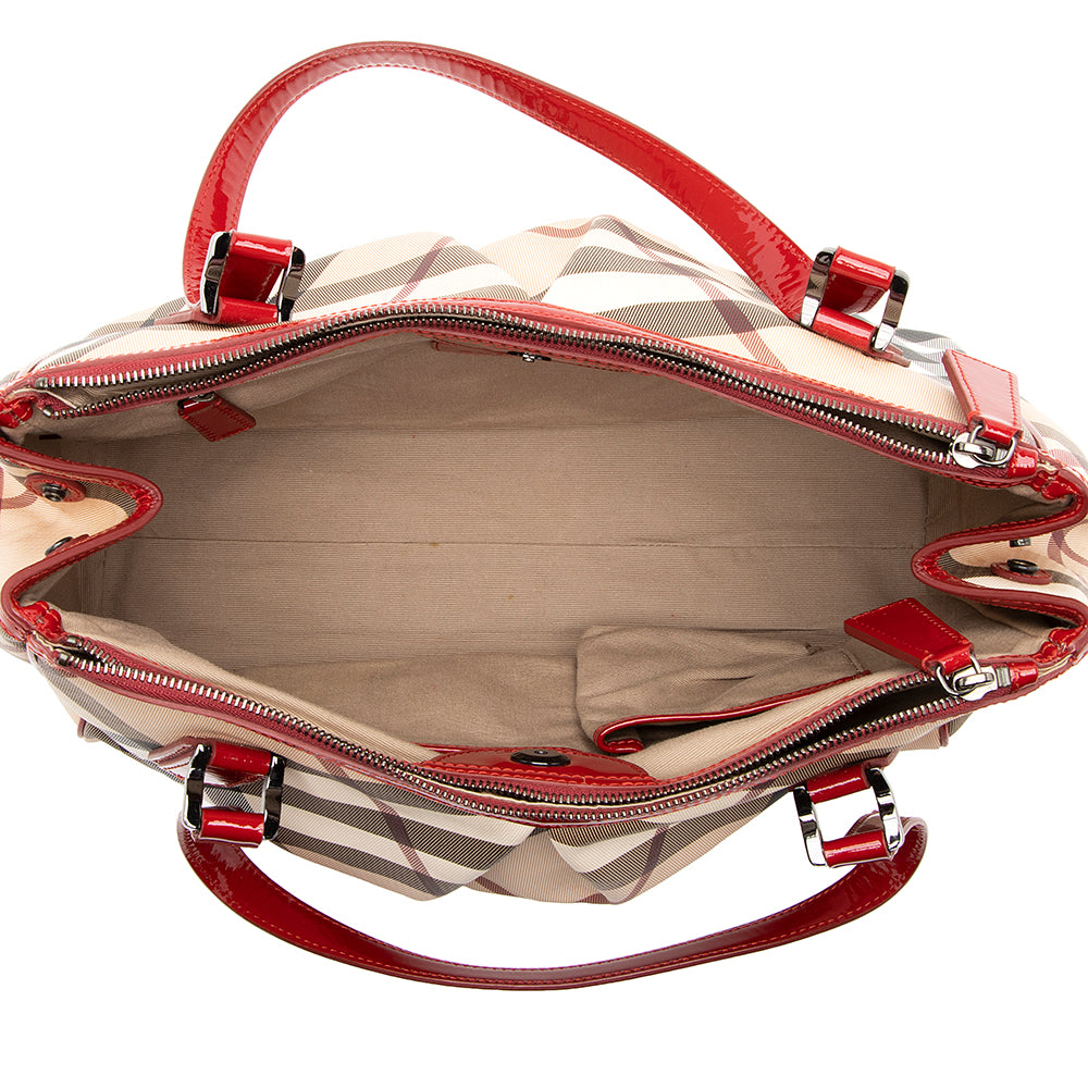 Burberry Nova Check Double Zip Tote (SHF-19266)