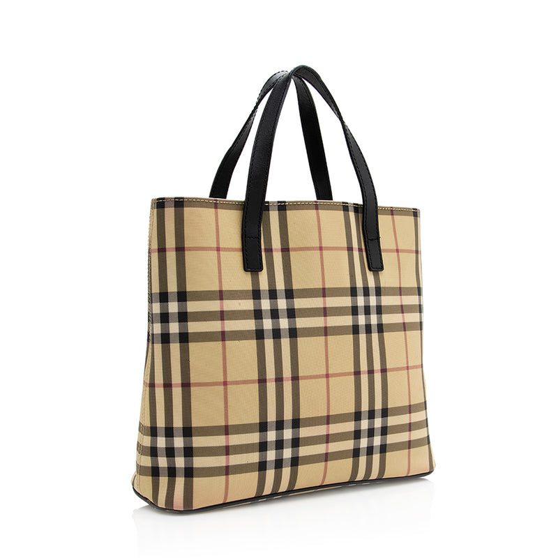 New Authentic Burberry Medium Haymarket Colours Check Leather Reversible  Tote