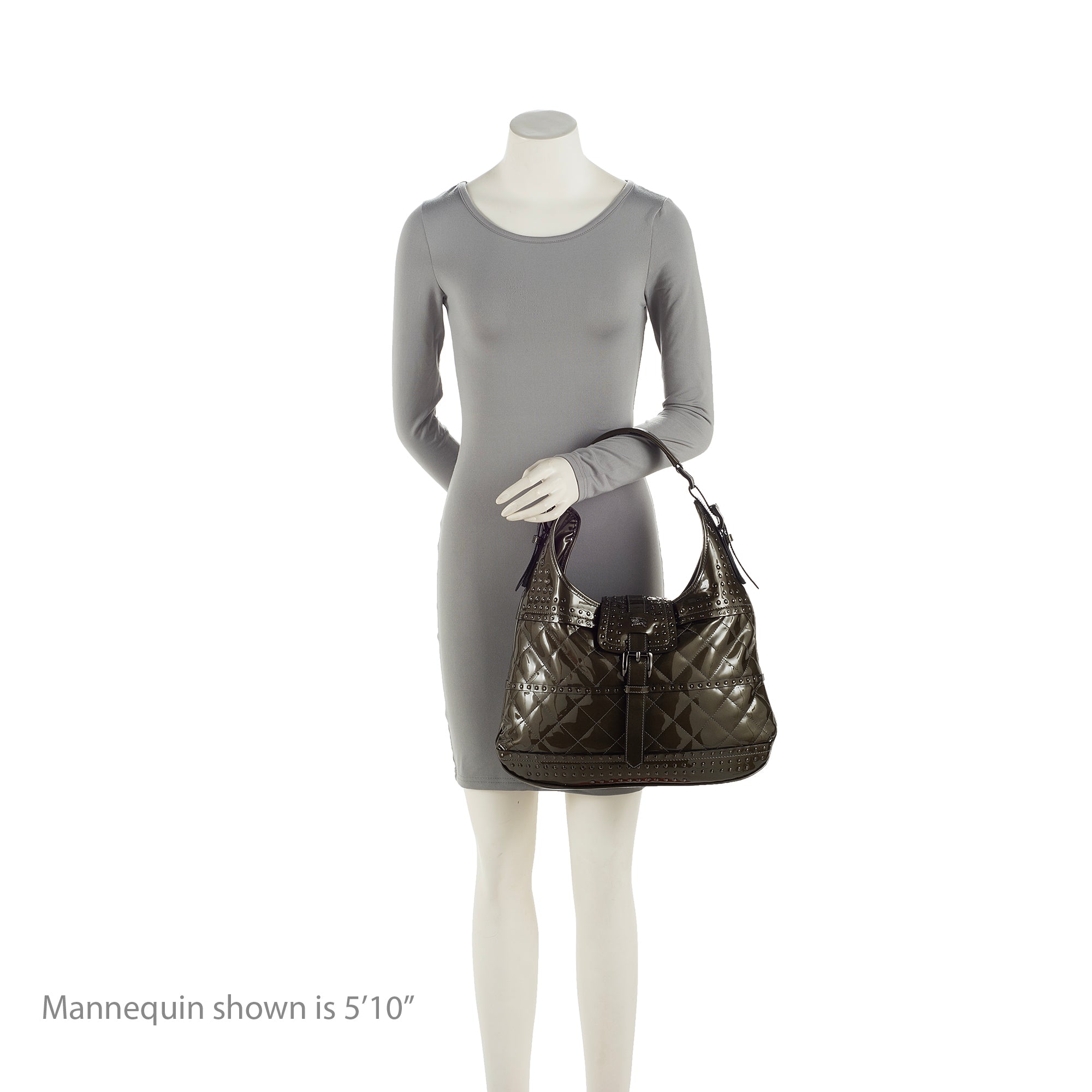 Burberry Patent Leather Studded Brook Hobo (SHF-23635)