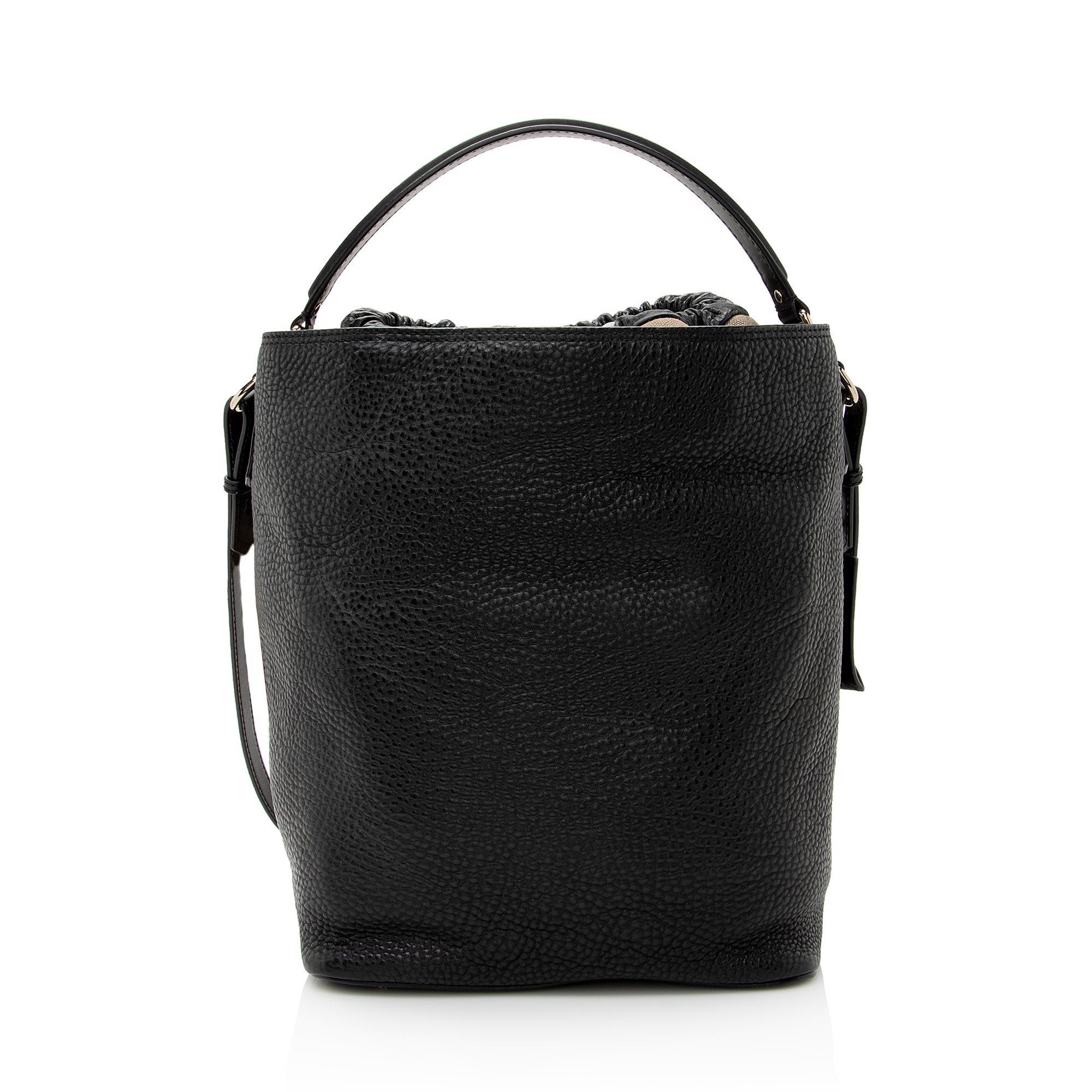 Burberry Pebbled Leather House Check Ashby Medium Hobo (SHF-22726)