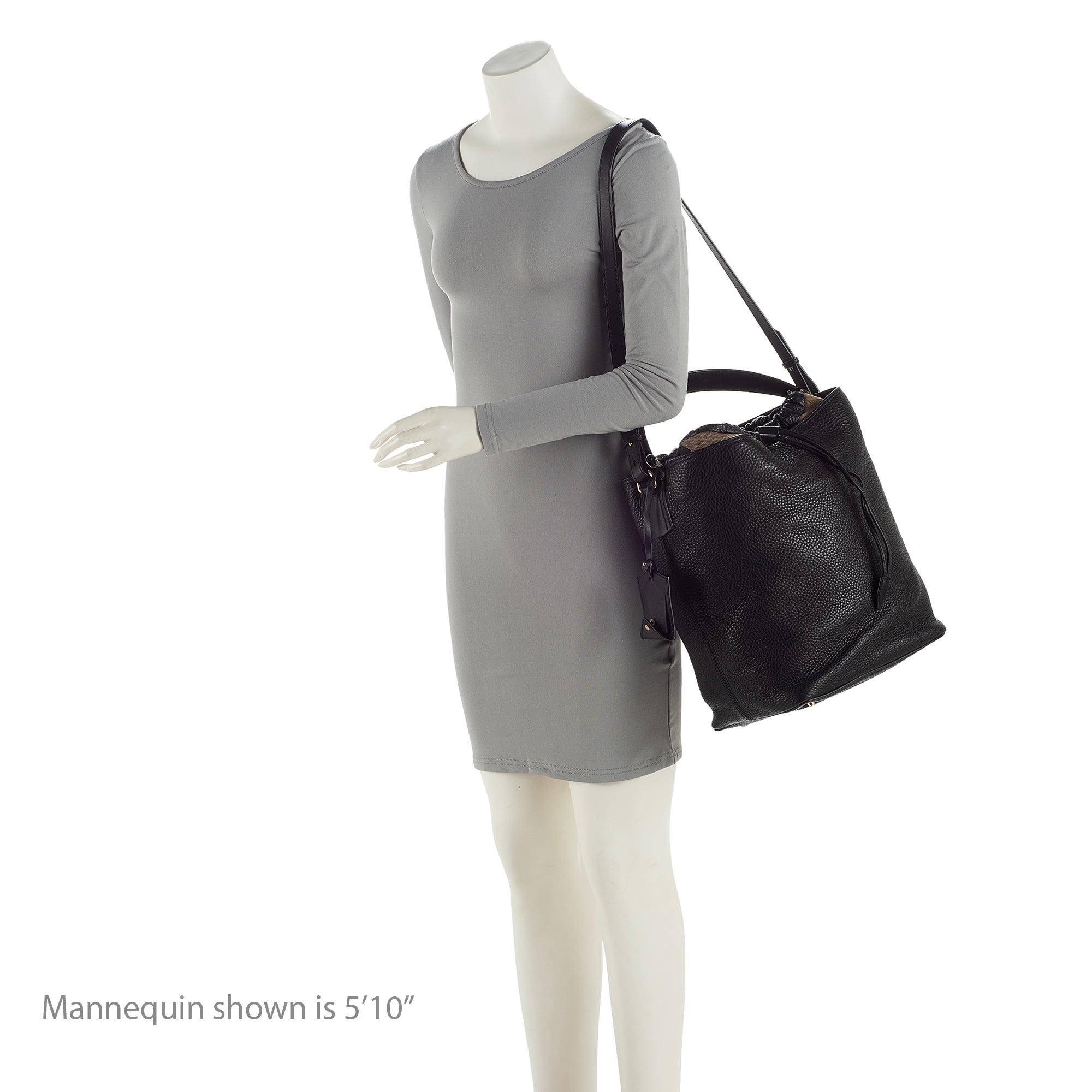 Burberry Pebbled Leather House Check Ashby Medium Hobo (SHF-22726)